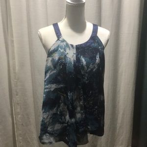 Blue sheer overlay tank
